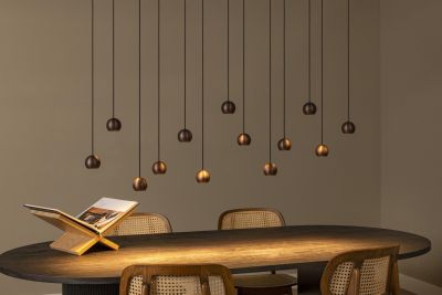 Lucide MONTANA - Pendant light - LED Dim. - CCT - 13x5,7W 2700K/4000K - Suitable for double-height spaces and high ceiling - Coffee - Premium
